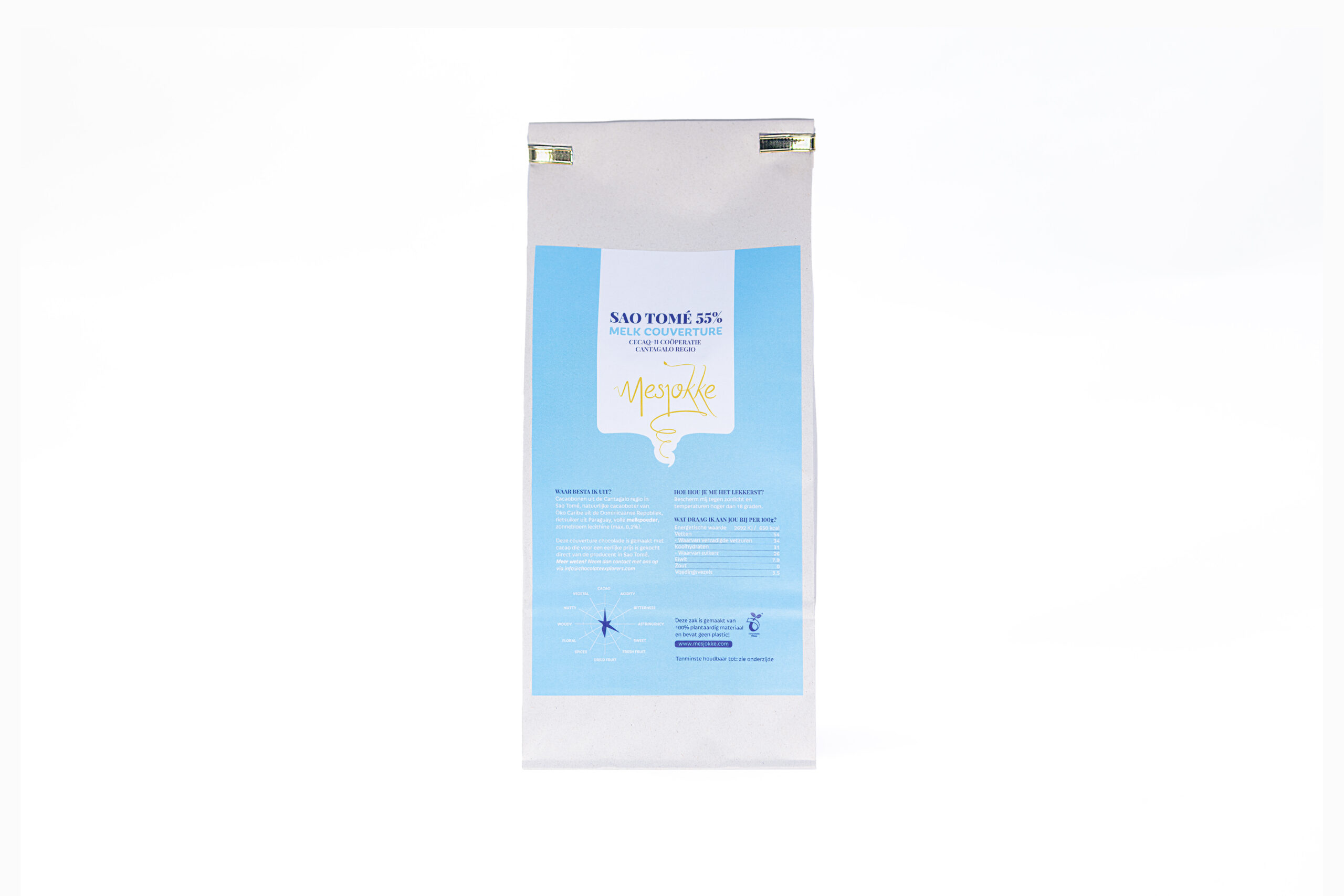 Mesjokke couverture geschaafd, melk, Sao Tomé 55% 1kg BIO - Afbeelding 2